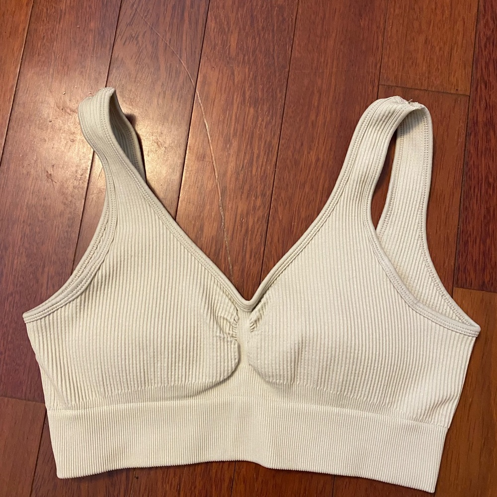 Cream Ribbed Women's Bralette